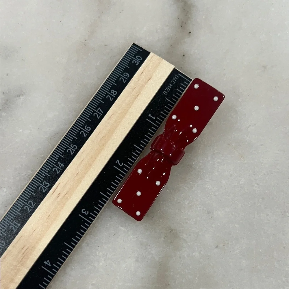 Gold Rhinestone & Red Enamel Hair Clip Set for Women